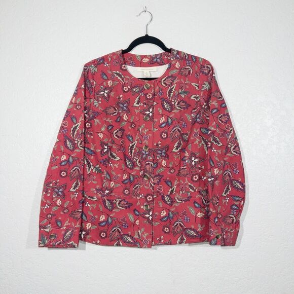 Appleseed’s Red Floral Cotton Blazer Jacket Size 14 - Picture 1 of 6
